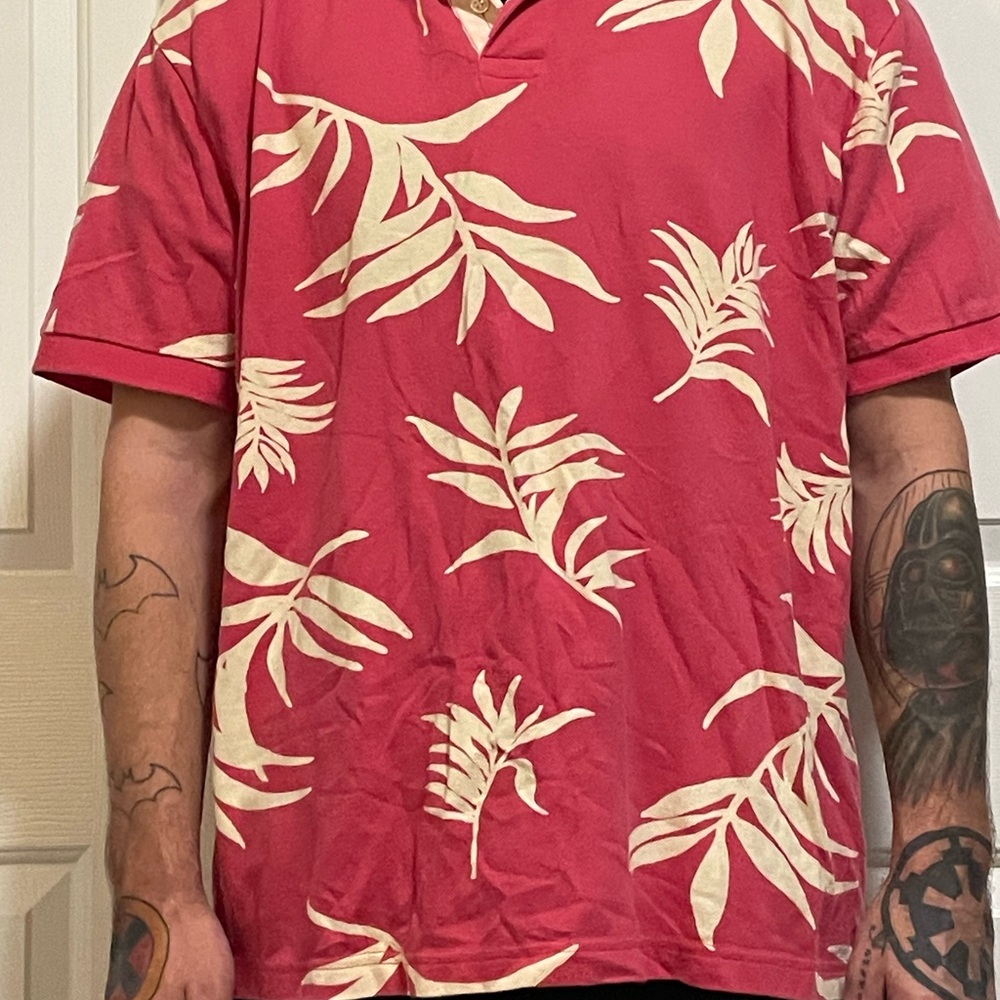 Tropical Leaf Print Men's Shirt